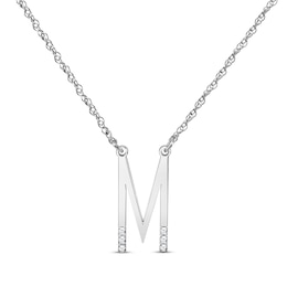 Diamond Six-Stone 1/20 ct tw Block Initial Necklace 10K White Gold 18"