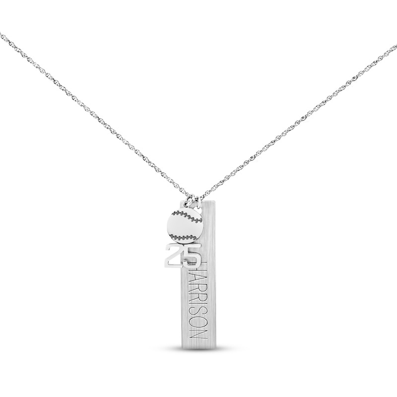 Main Image 2 of Men's Name Tag Sports Necklace Sterling Silver 20&quot;