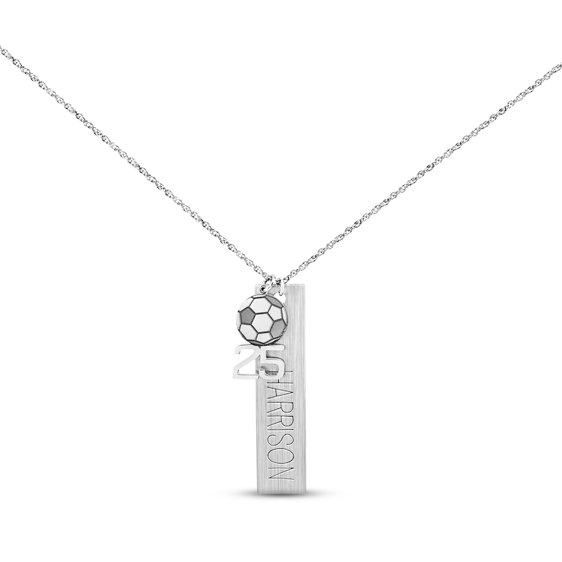 Main Image 3 of Men's Name Tag Sports Necklace Sterling Silver 20&quot;