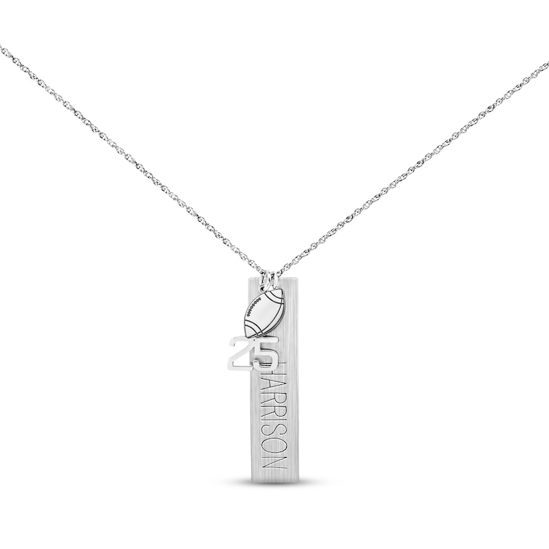 Main Image 4 of Men's Name Tag Sports Necklace Sterling Silver 20&quot;
