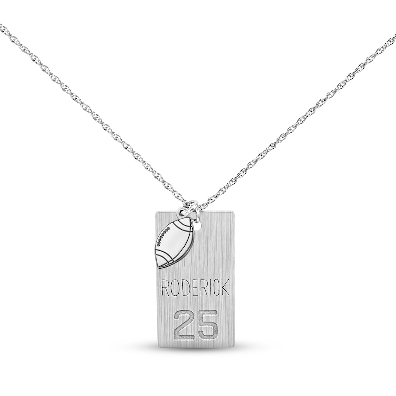 Main Image 4 of Men's Name Dog Tag Sports Necklace Sterling Silver 20&quot;