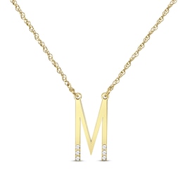 Diamond Six-Stone 1/20 ct tw Block Initial Necklace 10K Yellow Gold 18"