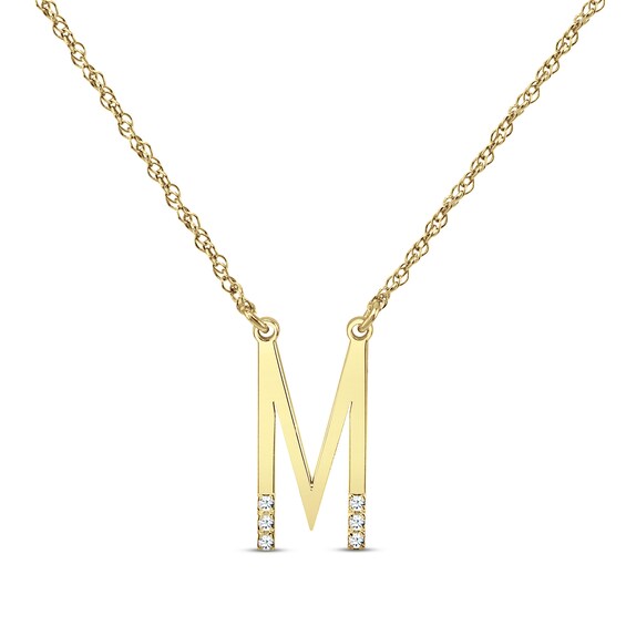 Diamond Six-Stone 1/20 ct tw Block Initial Necklace 10K Yellow Gold 18"