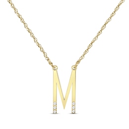 Diamond Six-Stone 1/20 ct tw Block Initial Necklace 14K Yellow Gold 18"