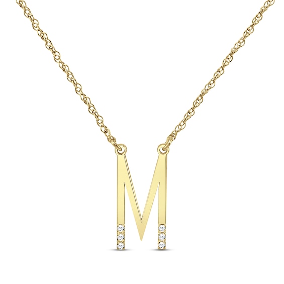 Diamond Six-Stone 1/20 ct tw Block Initial Necklace 14K Yellow Gold 18"