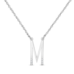 Diamond Six-Stone 1/20 ct tw Block Initial Necklace Sterling Silver 18"