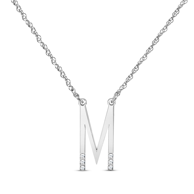 Diamond Six-Stone 1/20 ct tw Block Initial Necklace Sterling Silver 18"
