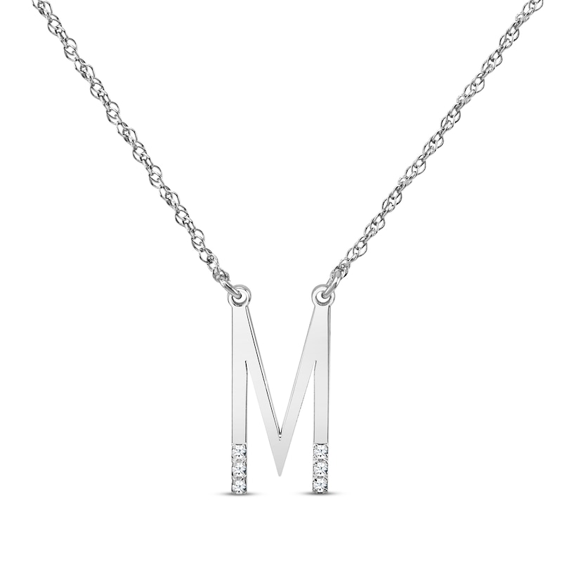Main Image 1 of Diamond Six-Stone 1/20 ct tw Block Initial Necklace Sterling Silver 18&quot;