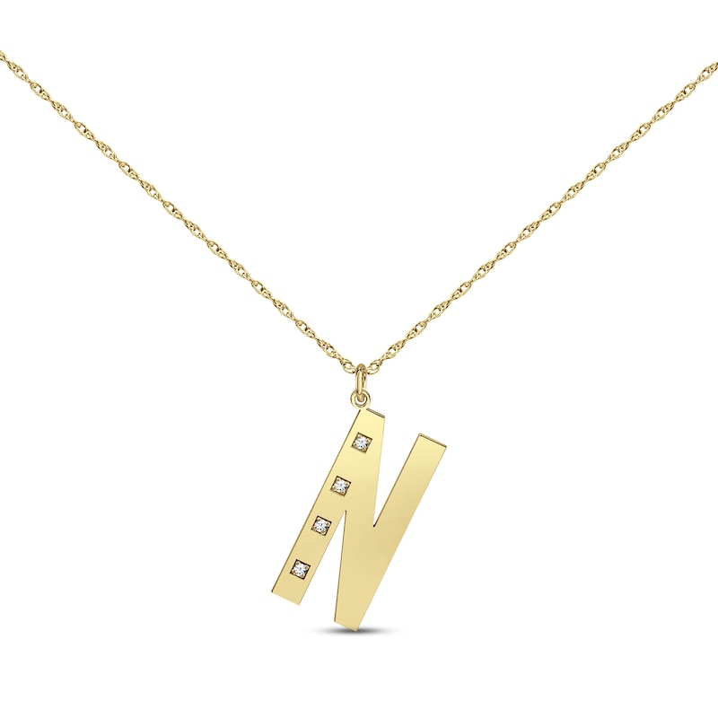 Diamond Initial 1/20 ct tw Necklace 10K Yellow Gold 18"