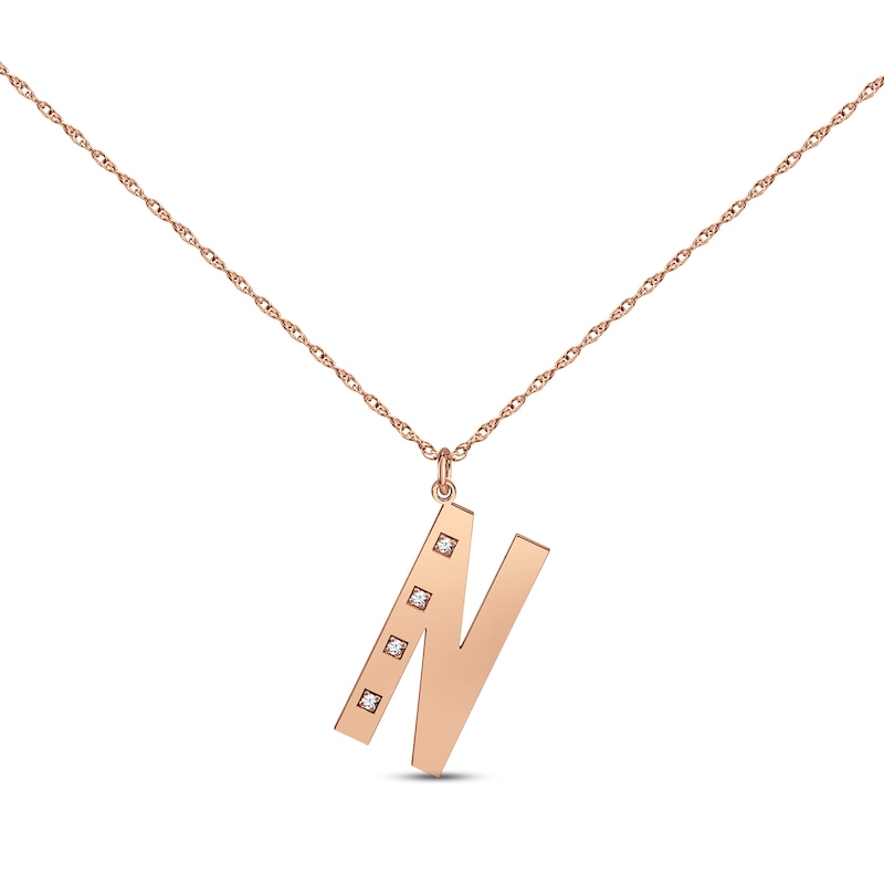 Main Image 1 of Diamond Initial 1/20 ct tw Necklace 14K Rose Gold 18&quot;