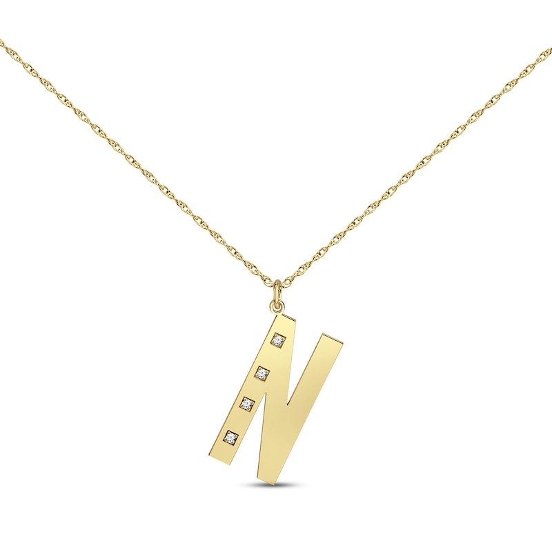 Main Image 1 of Diamond Initial 1/20 ct tw Necklace 14K Yellow Gold 18&quot;