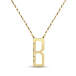 Diamond Block Initial 1/20 ct tw Necklace 10K Yellow Gold 18"
