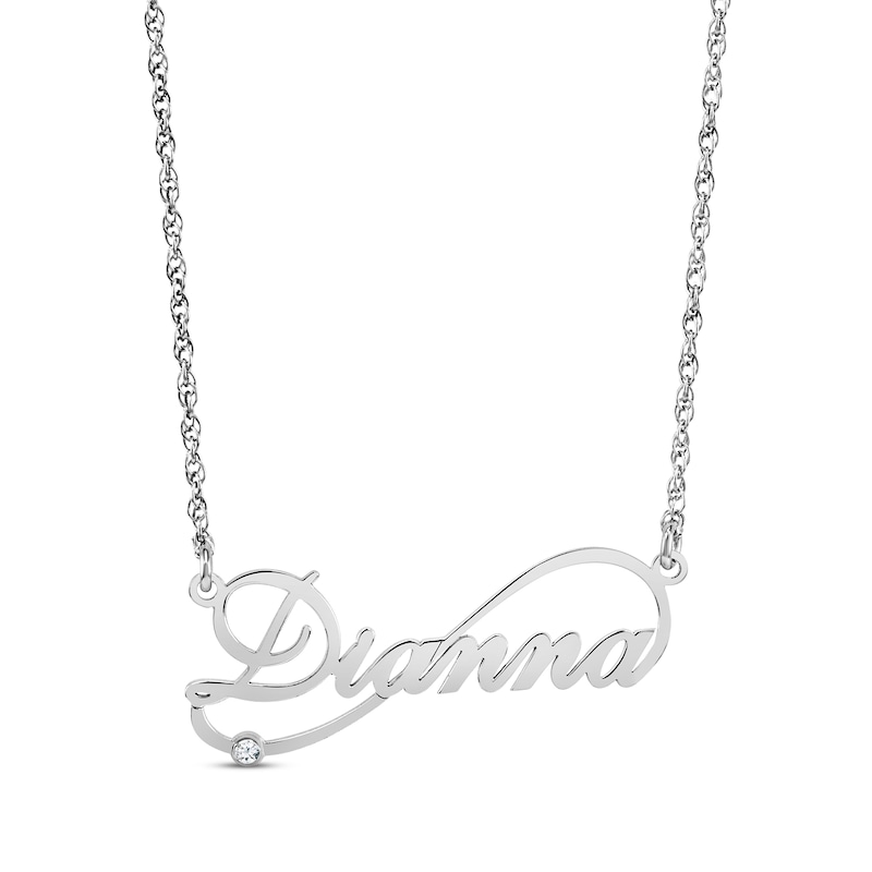 Main Image 1 of Diamond Infinity Script Name Necklace 10K White Gold 18&quot;