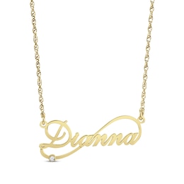Diamond Infinity Script Name Necklace 14K Yellow Gold 18"