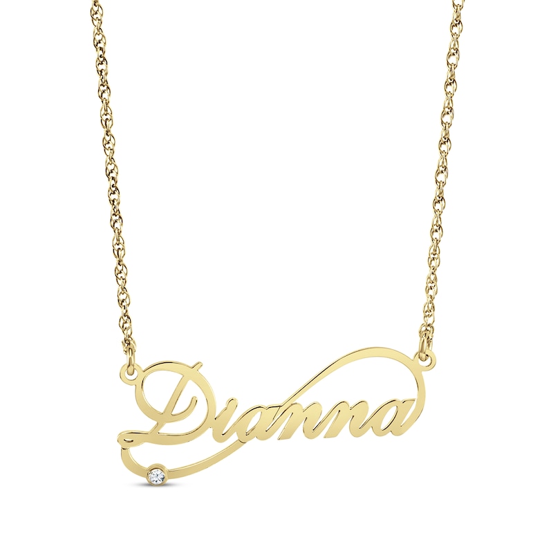 Main Image 1 of Diamond Infinity Script Name Necklace 14K Yellow Gold 18&quot;