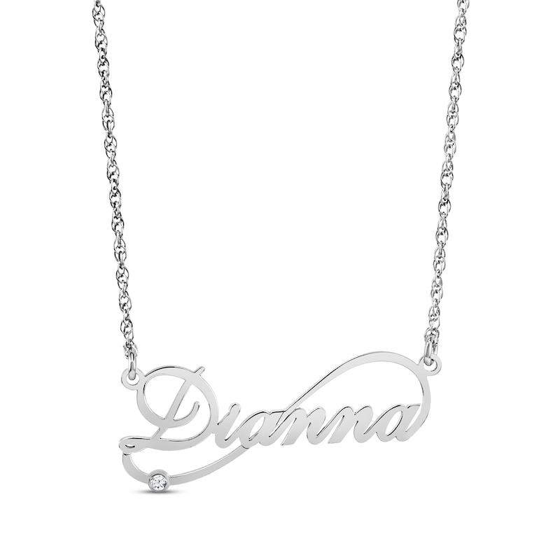 Diamond Infinity Script Name Necklace Sterling Silver 18"