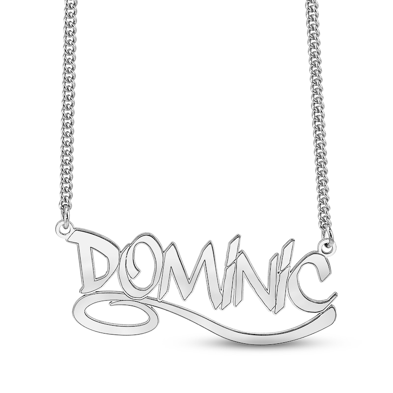 Main Image 1 of Men's Graffiti Name Necklace Sterling Silver 20&quot;