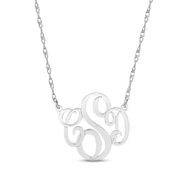 Monogram Double Loop Necklace 10K White Gold 18"