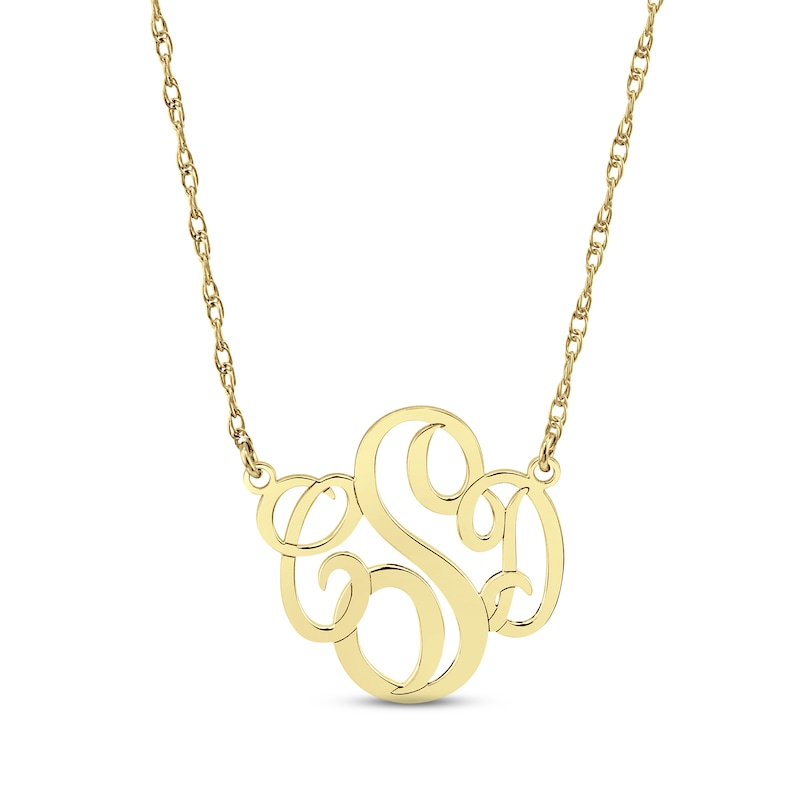 Main Image 1 of Monogram Double Loop Necklace 10K Yellow Gold 18"