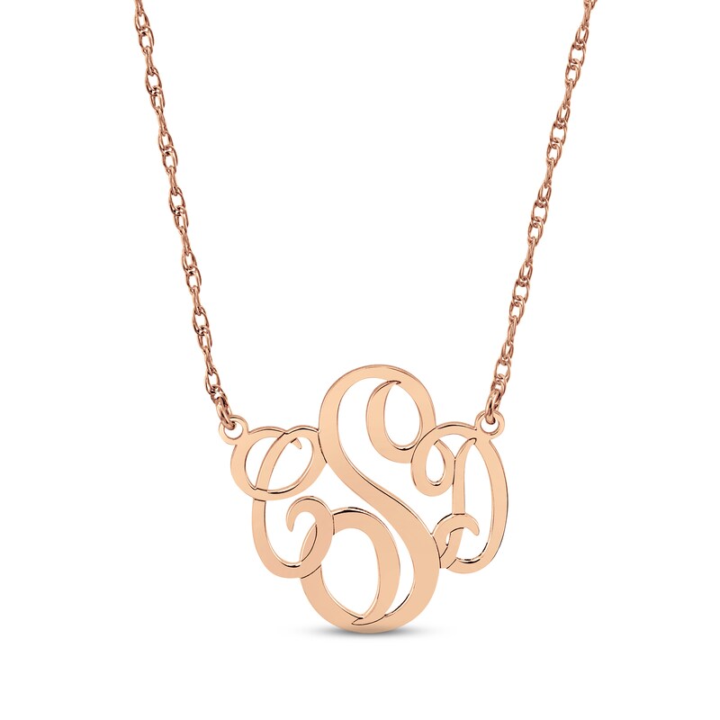 Monogram Double Loop Necklace 14K Rose Gold 18"