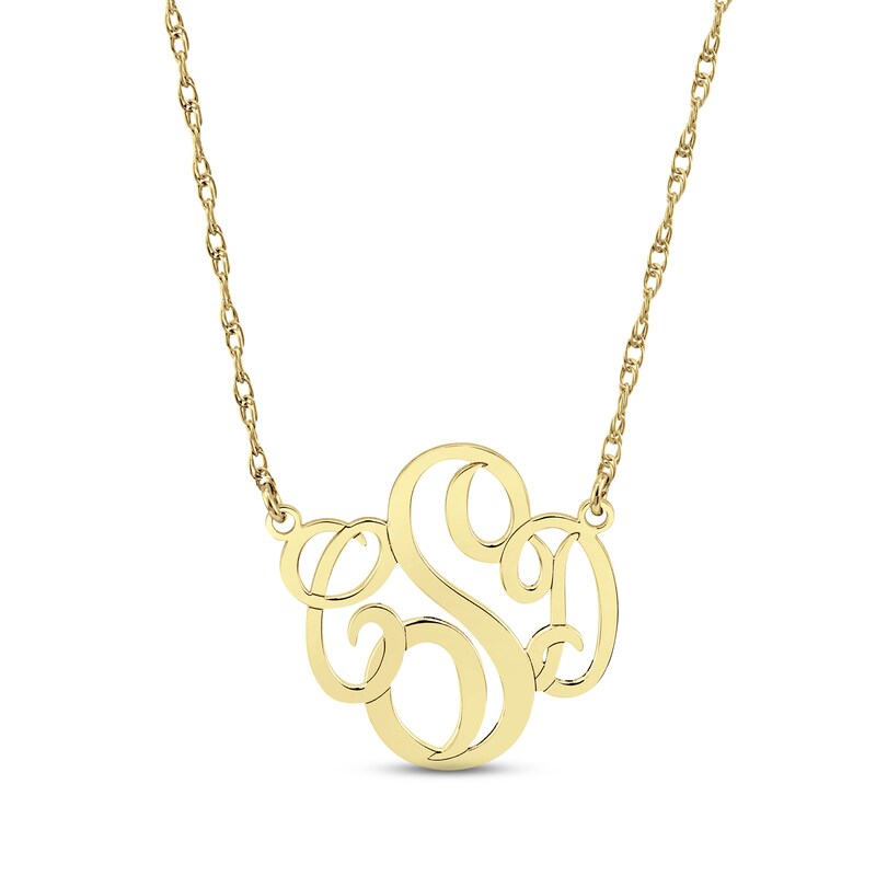 Monogram Double Loop Necklace 14K Yellow Gold 18"