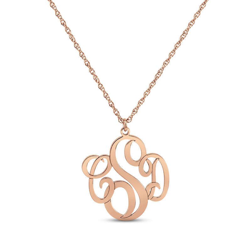 Main Image 1 of Monogram Necklace 14K Rose Gold 18&quot;