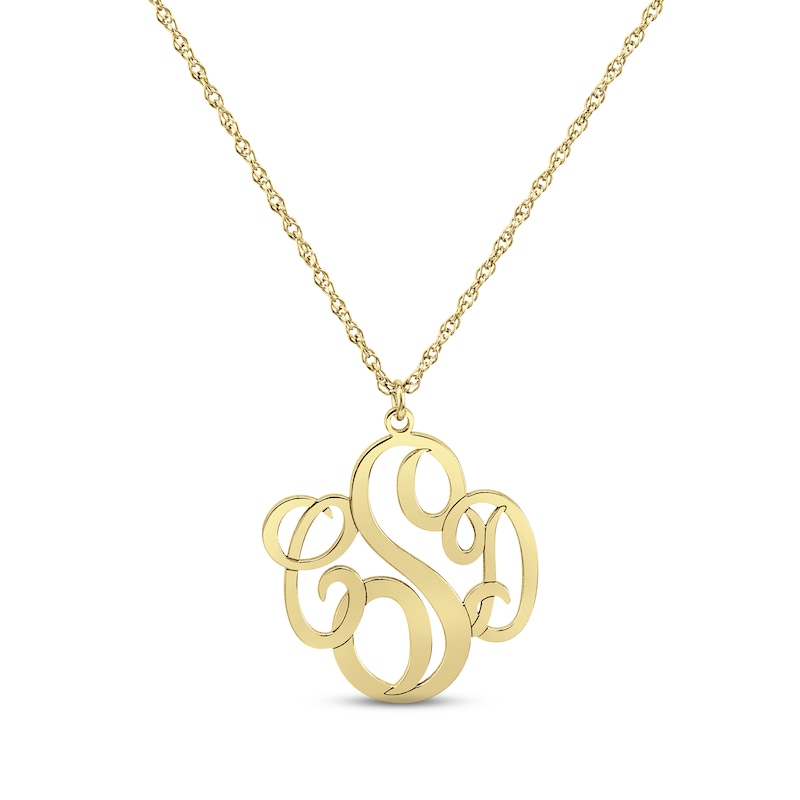 Main Image 1 of Monogram Necklace 14K Yellow Gold 18&quot;