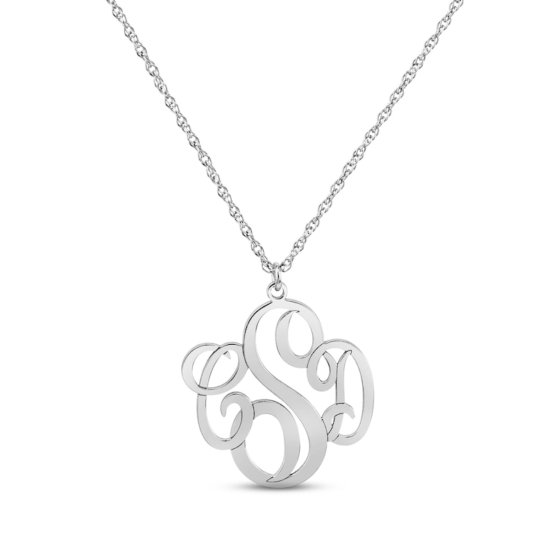Main Image 1 of Monogram Necklace Sterling Silver 18&quot;