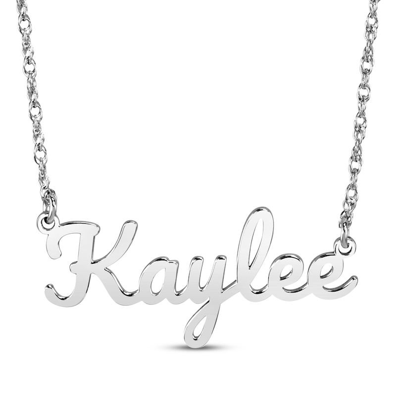 Main Image 1 of Large Script Name Necklace 10K White Gold 18&quot;