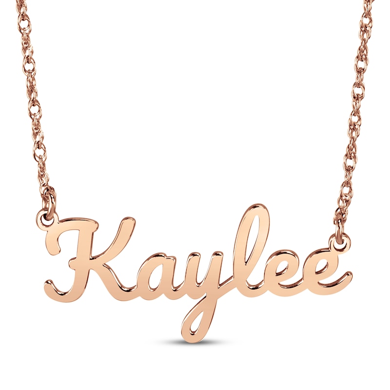 Main Image 1 of Large Script Name Necklace 14K Rose Gold 18&quot;