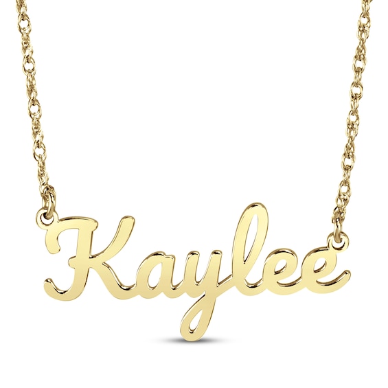 Large Script Name Necklace 14K Yellow Gold 18"