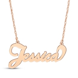 Bubble Script Name Necklace 14K Rose Gold 18"