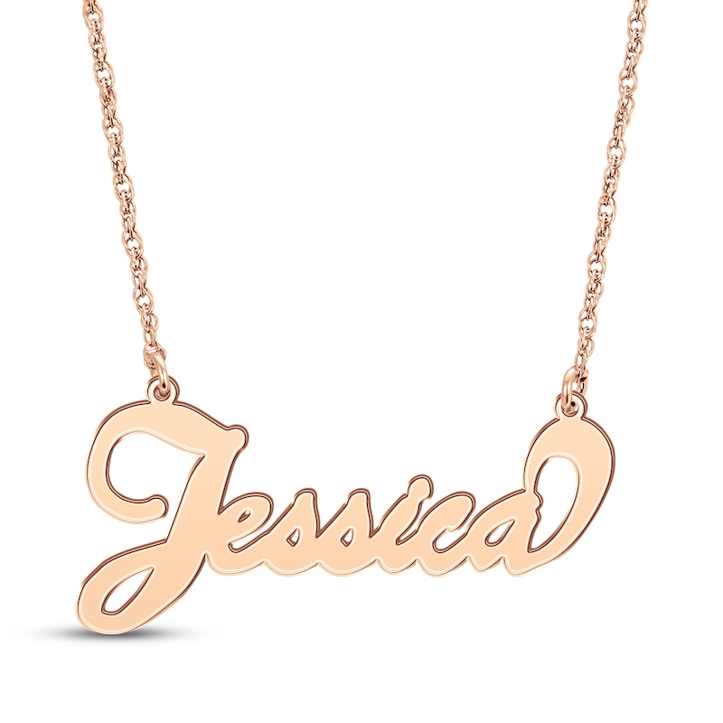 Main Image 1 of Bubble Script Name Necklace 14K Rose Gold 18&quot;