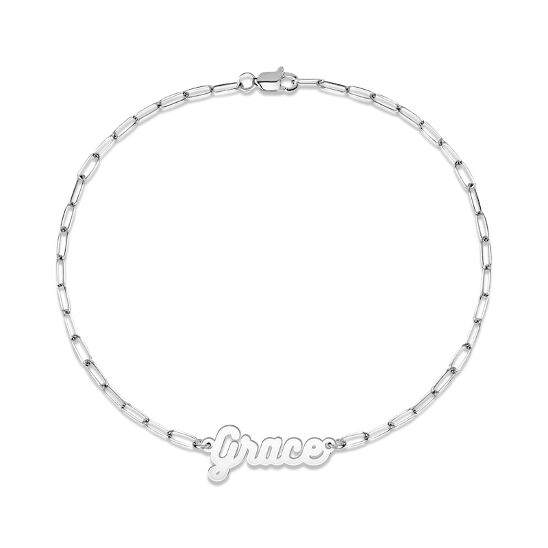 Main Image 1 of Paperclip Script Name Bracelet Sterling Silver 7.5&quot;