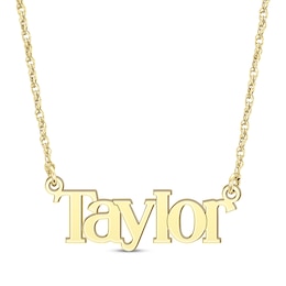 Block Font Name Necklace 10K Yellow Gold 18"