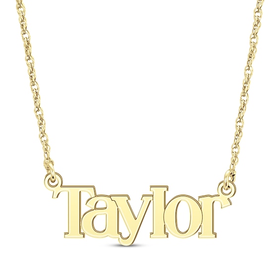 Block Font Name Necklace 10K Yellow Gold 18"