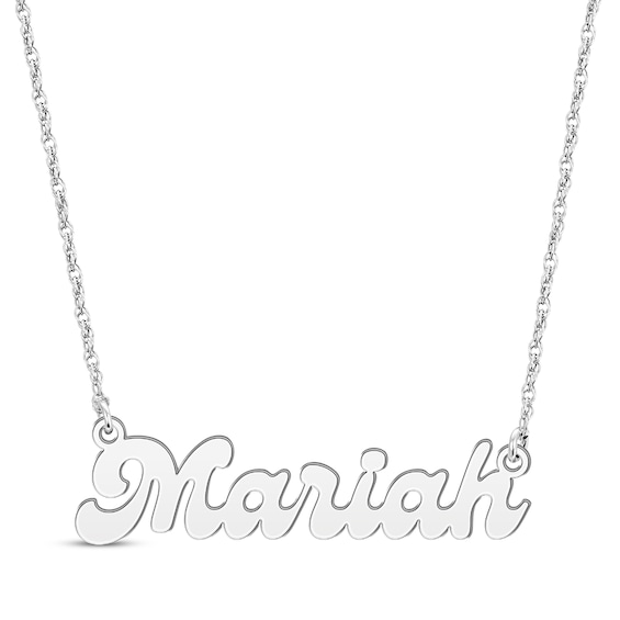 Retro Name Necklace 10K White Gold 18"