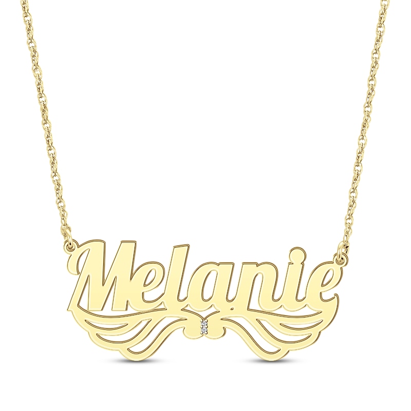 Main Image 1 of Diamond Wing Name Necklace 14K Yellow Gold 18"