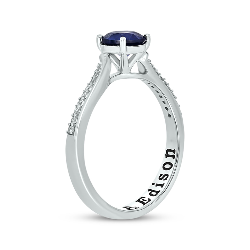 Blue Lab-Created Sapphire & Diamond Promise Ring 1/10 ct tw Sterling Silver