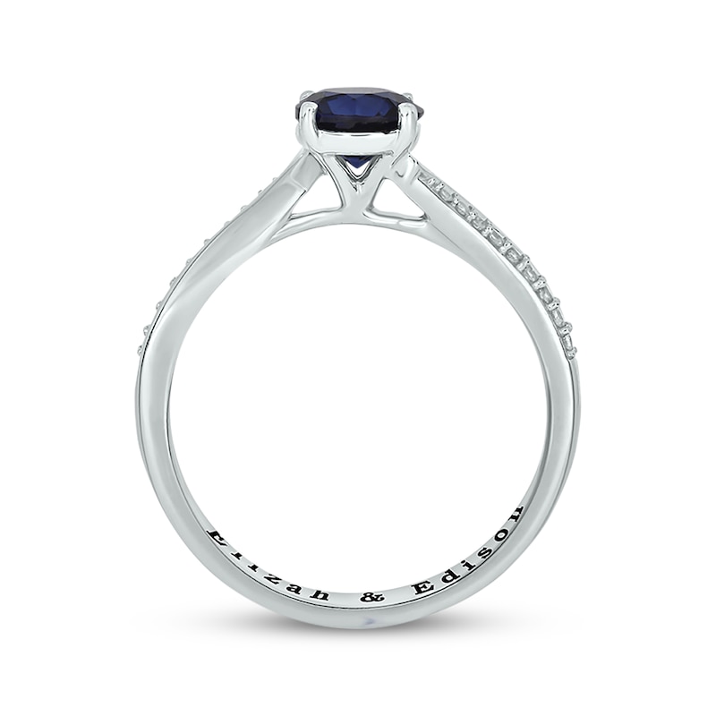 Blue Lab-Created Sapphire & Diamond Promise Ring 1/10 ct tw Sterling Silver