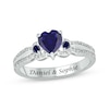 Thumbnail Image 1 of Heart-Shaped Blue Lab-Created Sapphire & Diamond Promise Ring 1/10 ct tw Sterling Silver
