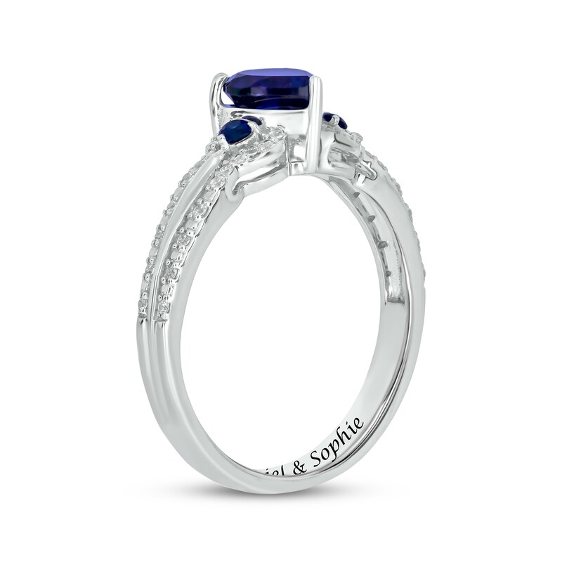 Main Image 2 of Heart-Shaped Blue Lab-Created Sapphire & Diamond Promise Ring 1/10 ct tw Sterling Silver