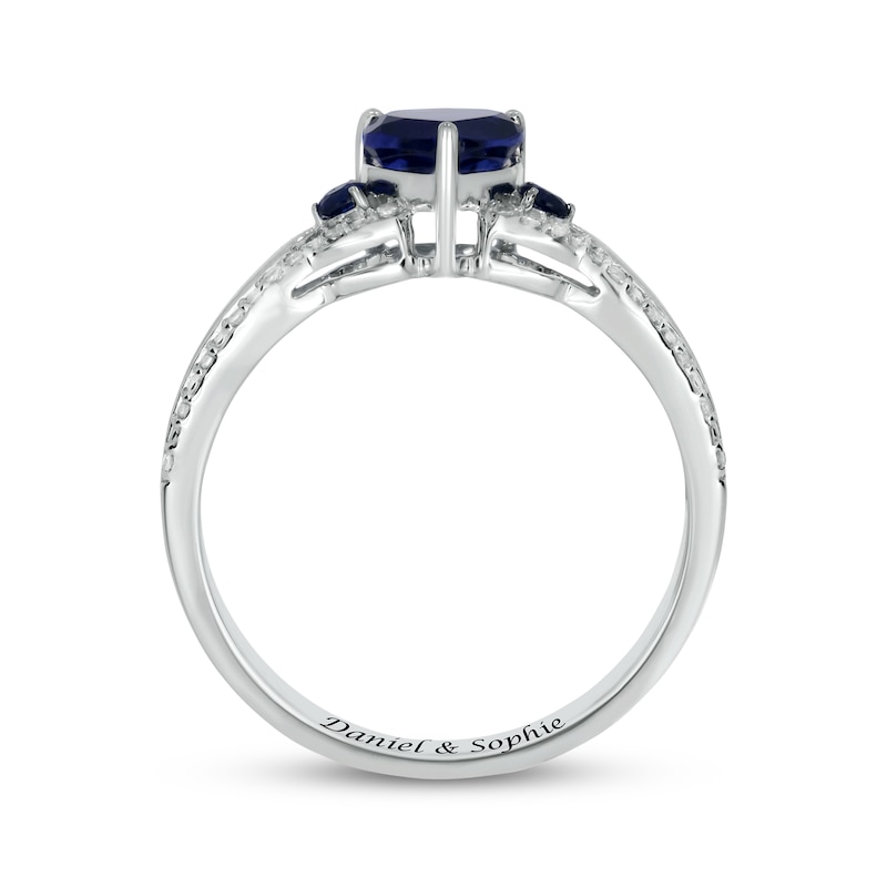 Main Image 3 of Heart-Shaped Blue Lab-Created Sapphire & Diamond Promise Ring 1/10 ct tw Sterling Silver