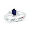 Oval-Cut Blue Lab-Created Sapphire & Diamond Promise Ring 1/10 ct tw Sterling Silver