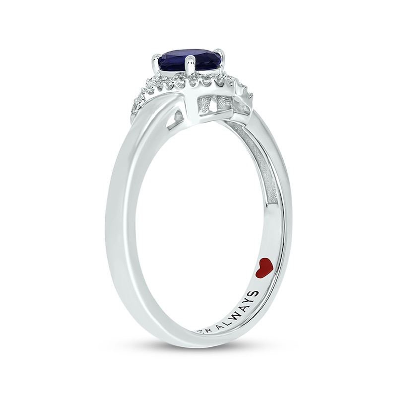 Main Image 2 of Oval-Cut Blue Lab-Created Sapphire & Diamond Promise Ring 1/10 ct tw Sterling Silver