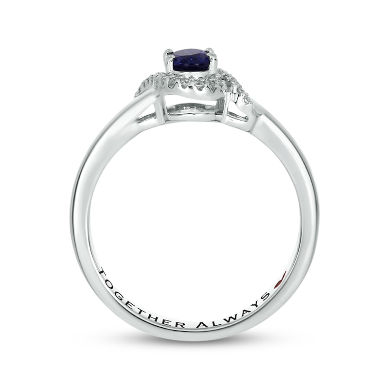 Oval-Cut Blue Lab-Created Sapphire & Diamond Promise Ring 1/10 ct tw Sterling Silver