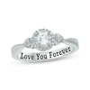 White Lab-Created Sapphire & Diamond Heart Detail Promise Ring 1/10 ct tw Sterling Silver