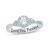 Thumbnail Image 1 of White Lab-Created Sapphire & Diamond Heart Detail Promise Ring 1/10 ct tw Sterling Silver