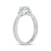 Thumbnail Image 1 of White Lab-Created Sapphire & Diamond Heart Detail Promise Ring 1/10 ct tw Sterling Silver