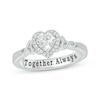 Heart-Shaped White Lab-Created Sapphire & Diamond Promise Ring 1/15 ct tw Sterling Silver